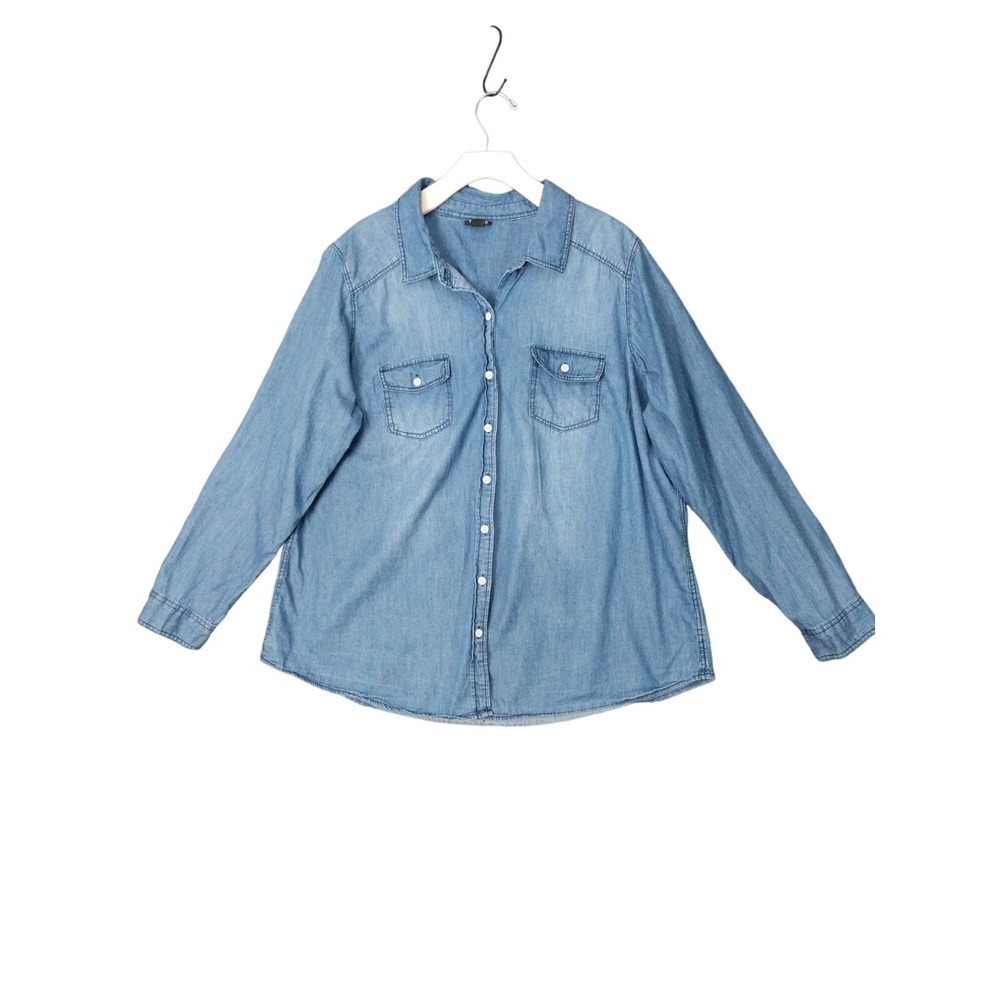 Torrid Womens Western Coastal Rustic Denim Taylor Button Up Shirt 2X Light Wash